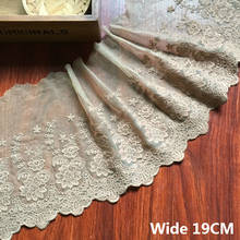 19CM Wide Luxury Khaki Embroidery Dress Guipure Flowers Fabric Fringe Trim Lace Neckline Ribbons For Sewing Applique DIY Crafts 2024 - buy cheap