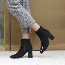 British fashion metal Earrings thick heel square toe boots large 44 45 46 47 48 large high heel Martin boots 2024 - buy cheap