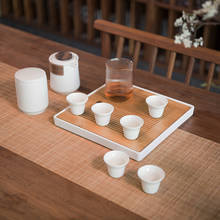 Handmade Wooden Tea Tray Decorative Table Chinese Serving Ceremony White Food Tea Tray Bandeja Madera Kitchen Teaware DB60TP 2024 - buy cheap