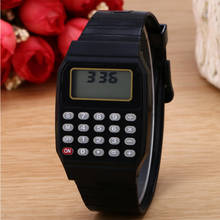 Practical Children Calculator Digital Watch Black Color Silicone Comfortable Wear Calculator Wrist Watch Kids School GIFTS 2019 2024 - buy cheap