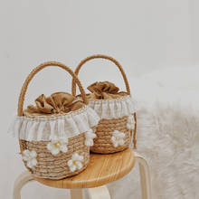 NEW Summer Round Rattan Handmade Bag Bohemian Leisure Straw Bag Bucket Knitting Shoulder Crossbody flower Beach Bag 2024 - buy cheap