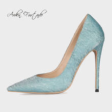 Модная женская обувь с острым носком, туфли на шпильках, привлекательные синие элегантные туфли-лодочки, женские офисные туфли большого размера 46 47 2024 - купить недорого