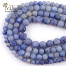 Natural Dull Polish Matter Blue Aventurine Stone Round Beads Spacer Loose Beads For Jewelry Making 4mm-12mm Diy Bracelet 15" 2024 - buy cheap
