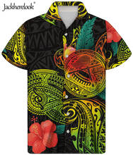 Jackherelook American Samoa Style Hawaiian Shirts for Mens Gradient Polynesain Hibisucs Plumeria Print Beach Tops Plus Size 5XL 2024 - buy cheap