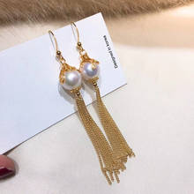 long tassel earring lady party large natural white real pearl S925 hook no allergy handmade high quality jewelry wedding gift 2024 - buy cheap