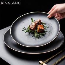 KINGLANG-plato de cerámica para carne, cuenco para ensalada de arroz, plato redondo de porcelana, plato de mesa para Cena 2024 - compra barato