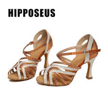 Hipposeus Women Dance-Shoes For Girls Ladies Ballroom Latin Modern Tango Dancing Shoes With Rhinestone Shoe Salsa Sandals Heels 2024 - buy cheap