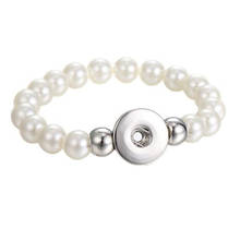 Fashion Colorful Imitation pearl Beads snap Bracelets Bangles Flexible fit DIY 18mm snap buttons Jewelry wholesale bracelet 2024 - buy cheap