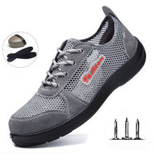 Men's Summer Labor Insurance Shoes Men's Breathable Mesh Gray Black Smash-proof Stab Training Shoes Outdoor Work Safety Shoes 2024 - buy cheap