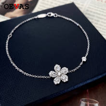 OEVAS 100% 925 Sterling Silver Sparkling High Carbon Diamond Flower Bracelets For Women Wedding Party Fine Jewelry Wholesale 2024 - buy cheap