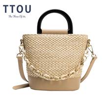 Small Straw Bucket Bags For Women 2021 Summer Crossbody Bags Lady Travel Purses and Handbags Female Shoulder Messenger Bag 2024 - buy cheap