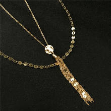 Модное многослойное ожерелье с подвеской для женщин, очаровательное золотистое геометрическое колье-чокер, женское эффектное ювелирное изделие, Новинка 2024 - купить недорого