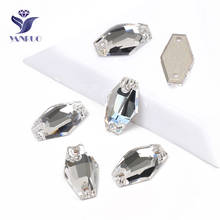 YANRUO 3261 кристально прозрачные шестигранные пришитые стразы с плоской задней стороной, блестящие стеклянные стразы, сделай сам, камни для рукоделия, драгоценные камни для свадебного платья 2024 - купить недорого
