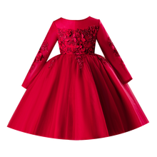 Baby Girls Party Dress Elegant Long Sleeve Red Appliques Infant Evening Wedding Birthday Dress Kids Dresses For Baptism Pageant 2024 - buy cheap