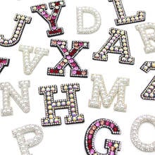 1Pcs Red/Pearl/ AB Rhinestone A-Z English Alphabet Letter Applique Iron On/Sew On Patches Badge Paste DIY Name For Clothes/Bags 2024 - buy cheap