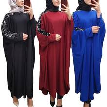 Abaya de lentejuelas de talla grande para mujer musulmana, Vestido largo de Farasha con mangas de murciélago, caftán de Ramadán, bata de fiesta, ropa islámica Jilbab 2024 - compra barato