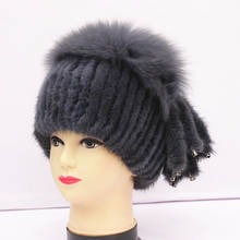 real fur Mink Hat Woman Postscript Decoration Natural fur Mink fur hat female Sessile cap 2024 - buy cheap