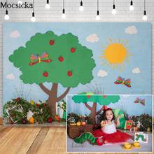 Fondos de fotografía de manzana roja y árbol verde para niños, decoración Floral de libélula para estudio fotográfico, pastel de cumpleaños, Smash, Photocall 2024 - compra barato