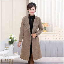 Mother Autumn Woolen Coat Fashion Long Elegant Trench Coat  2019 New Middle-aged Women's spring Plaid Windbreaker Blazer f1743 2024 - buy cheap