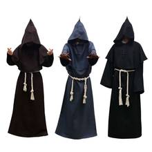 Unisex Halloween Robe Hooded Cloak Costume Cosplay Monk Suit Adult Role-playing Decoration Clothing 2024 - buy cheap