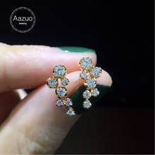 Aazuo-pendientes de oro blanco de 18K con forma de triángulo para mujer, aretes pequeños, oro rosa, geométrico, redondo 2024 - compra barato