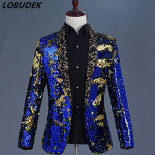 Men's Flipping Sequins Suit Jackets 6 Colors Stage Performance Sequin Blazer Nightclub Bar Singer Prom Host Outerwear Costumes 2024 - buy cheap