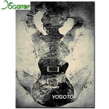 Pintura de diamante 5D DIY completo, bordado de diamantes de belleza de guitarra abstracta, kit de punto de cruz de niña, decoración artística en blanco y negro YY2501 2024 - compra barato