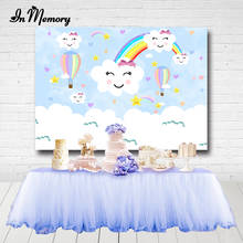 Fondos para fiesta de bebé recién nacido, telón de fondo para estudio fotográfico, cielo azul, sonrisa, nubes, arcoíris, niños, primer cumpleaños 2024 - compra barato