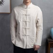 Roupa tradicional chinesa para homem manga longa algodão linho blusa kung fu roupas vintage clássico masculino oversize topos kk3321 2024 - compre barato