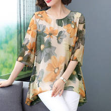 Women's Spring Summer Style Chiffon Blouses Shirt Women's O-Neck Half Sleeve Printed Elegant Loose Tops SP8677 2024 - buy cheap