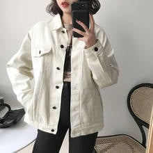 Spring Denim Jacket Loose Casual Long Sleeve Short Coat Women Chic Fashion Yellow Beige Black Windbreaker Ladies Jeans Jacket 2024 - buy cheap