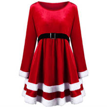 Role-play Christmas Cosplay Costumes V-neck Halloween Party Wear Santa Claus Women Hooded Velvet Dress Red and Green 2024 - buy cheap