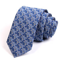 Gravata masculina estampada azul 6cm, gravata de alta qualidade para homens de negócios, gravata de pescoço casual formal com caixa de presente 2024 - compre barato