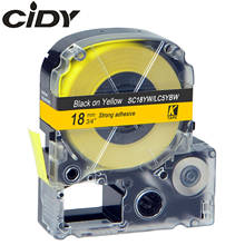 CIDY 18MM Black on Yellow SC18YW/LC-5YBW LC-5YBW9 label tape for kingjim/epson label maker LW300 LW400 LW-700P SR150 2024 - buy cheap