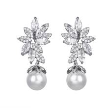 Bettyue New Fashion Statement AAA Zirconia Symmetry Leaves Shape With Pearl Gorgeous Earring For Women Attending Party Jewelry 2024 - buy cheap