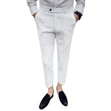 Summer High Quality British Style Business Casual Slim Men's Formal Pants Pure Color Wild Formal Office Ankle Pants 29-35 2024 - buy cheap