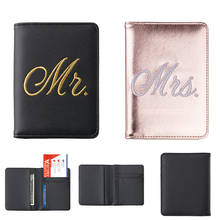 Mr & mrs-funda de pasaporte para pareja de hombres y mujeres, porta tarjetas de crédito Rfid de viaje, identificación de PU, porta documentos, tarjeta de acceso de viaje 2024 - compra barato