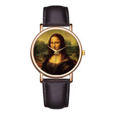 Top Brand Women Watches  Mona Lisa Smile Dial Lady Wrist Watch Relojes Leather Strap Quartz Wristwatches 2024 - buy cheap
