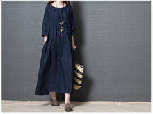 newest long cotton linen dress Good quality linen material women casual classic dress lady long cotton dresses  hot sale  style 2024 - buy cheap