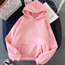 Sudadera con capucha de manga larga para mujer, suéter informal de talla grande, ropa de otoño e invierno, color rosa, cálida 2024 - compra barato