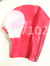 Handmade  Red with Transparent Latex Hood Mask Rubber Unisex Mask With Red Circle / Mouth Condom Sheath Cosplay Mask 2024 - buy cheap