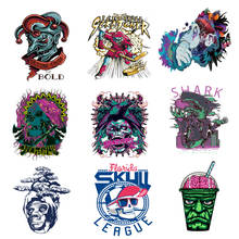 Iron on Transfer for Clothing Thermoadhesive Patches Stickers Diy Skull Patch Vinyl Stripes Rock Appliques for Punk Clothes C 2024 - buy cheap