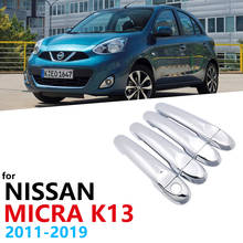 Car Exterior Handles Trim For Nissan Micra K13 Renault Puls 2011~2019 Chrome Door Handle Catch Cover Decoration Accessories 2012 2024 - buy cheap