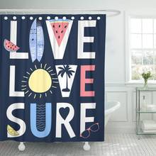 Califórnia viver amor surf slogan hawaii verão fresco tropical cortina de chuveiro à prova d60 água 60x72 polegadas conjunto com ganchos 2024 - compre barato