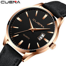 Cuena novo relógio minimalista masculino, relógio ultra fino minimalista quartzo com pulseira de couro para homens, para negócios ou data 2024 - compre barato