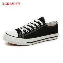 XGRAVITY Fashion Women Vulcanized Shoes Sneakers Ladies Lace-up Casual Shoes Breathable Walking Canvas Shoes Graffiti Flats C278 2024 - buy cheap