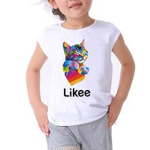 Camiseta con estampado de gato arcoíris para niñas, ropa divertida para niños, camisetas de manga corta para niñas de 8 a 12 años 2024 - compra barato