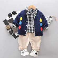 Conjunto de blusa e calça xadrez infantil, roupas de treino para bebês de algodão com 3 tamanhos 2024 - compre barato