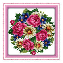 Livre todas as flores florescem juntos-rosa diy costura retalhos dmc kits de ponto cruz para bordado agulhas de tricô artesanato hobby 2024 - compre barato