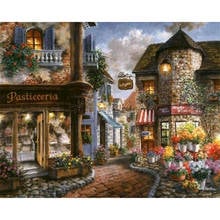 Landscape Cartoon City DIY 11CT Embroidery Cross Stitch Kits Craft Needlework Set Printed Canvas Cotton Thread      Wholesale 2024 - buy cheap